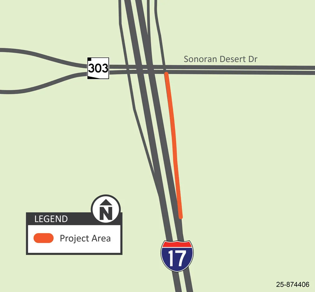 ADOT empieza a trabajar en el proyecto de la autopista 303 (Loop 303) cerca de la interestatal 17 (I-17) este fin de semana